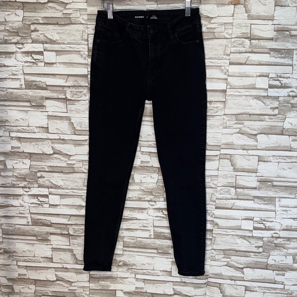 Old Navy 8 Women's Mud Rise Rock Star Black Super Skinny Jeans